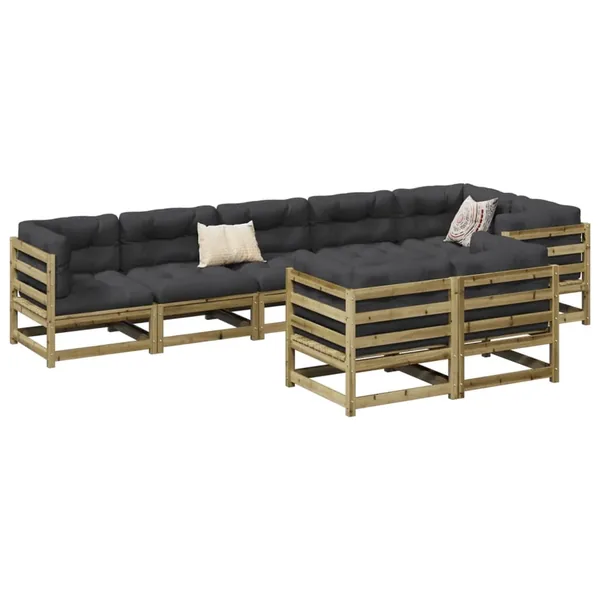 Salon de jardin 8 pcs bois de pin imprégné