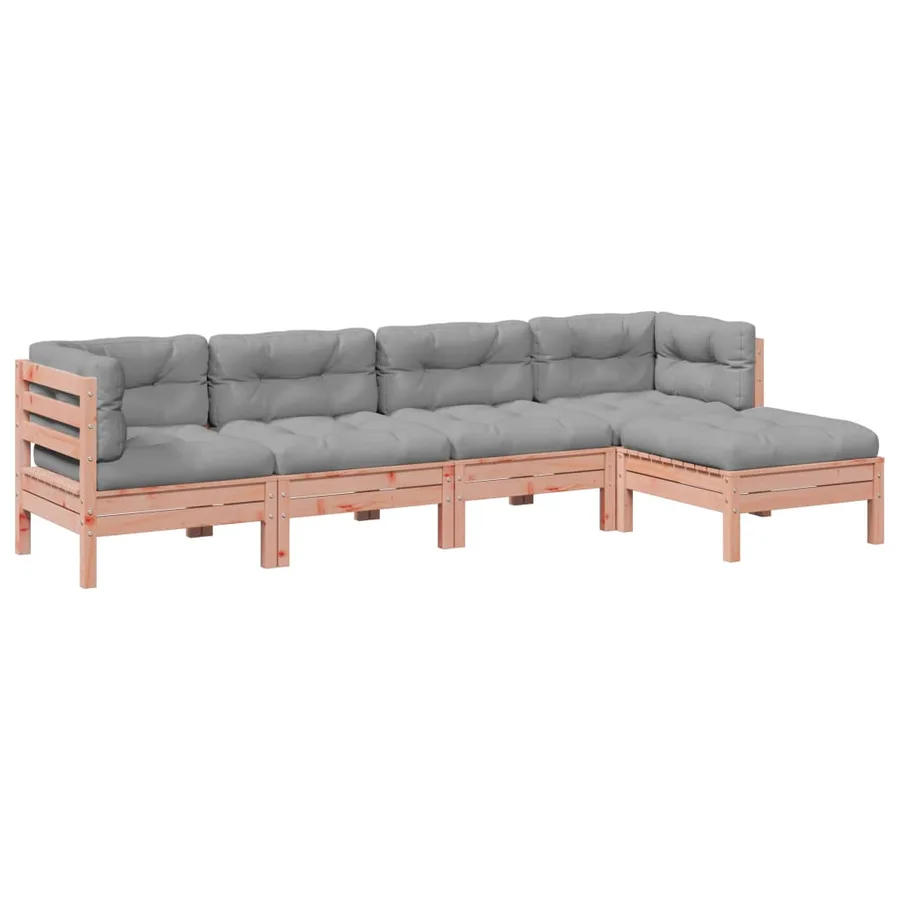 Salon de jardin 5 pcs et coussins bois massif sapin de douglas - 2