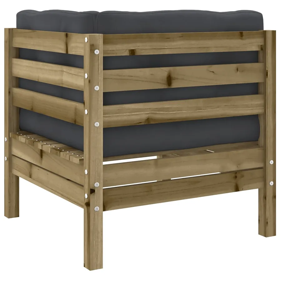 Salon de jardin 7 pcs avec coussins bois de pin imprégné - 7