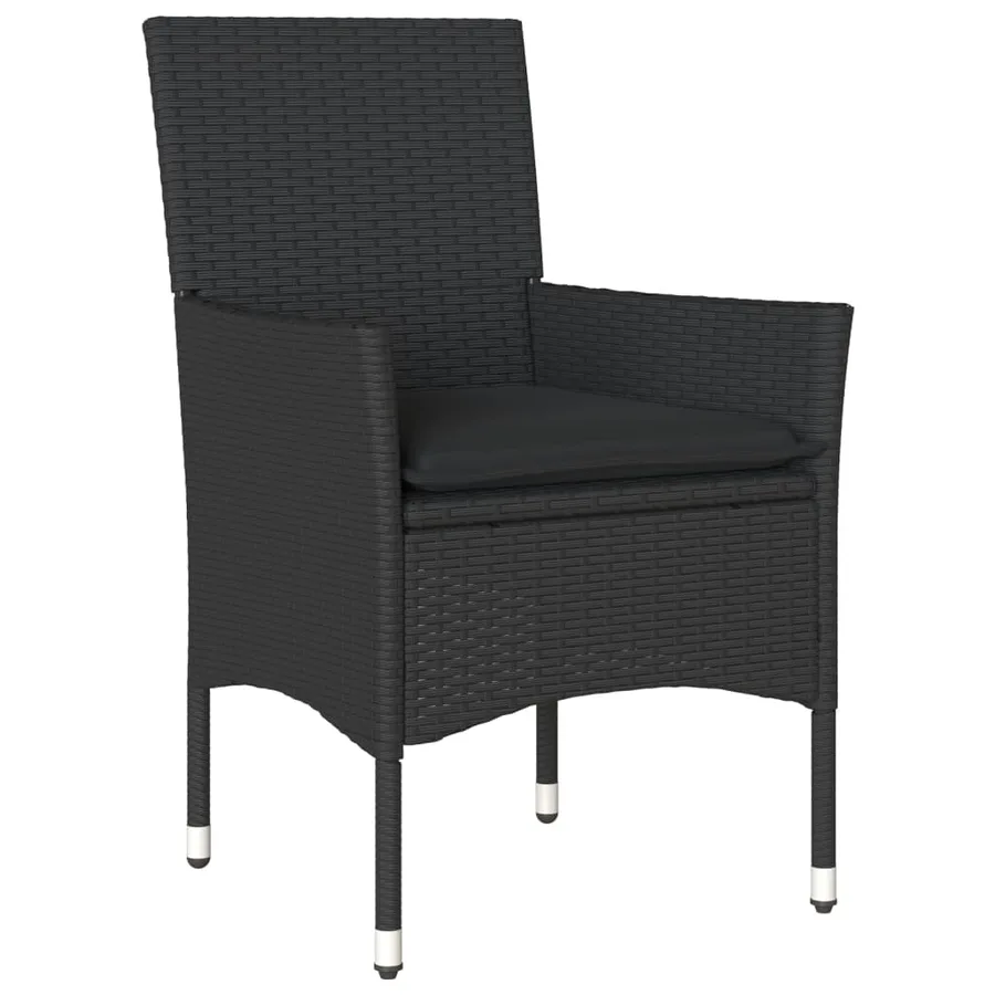 Ensemble à manger de jardin et coussins 9 pcs noir rotin verre - 3