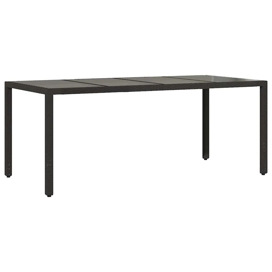 Table de jardin dessus en verre Noir 190x90x75cm Résine tressée - 6
