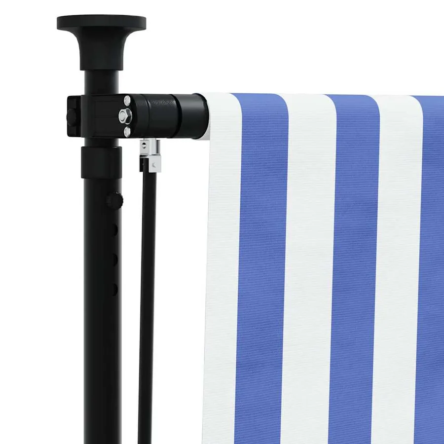 Store roulant d'extérieur bleu et blanc 100x270 cm tissu acier - 7