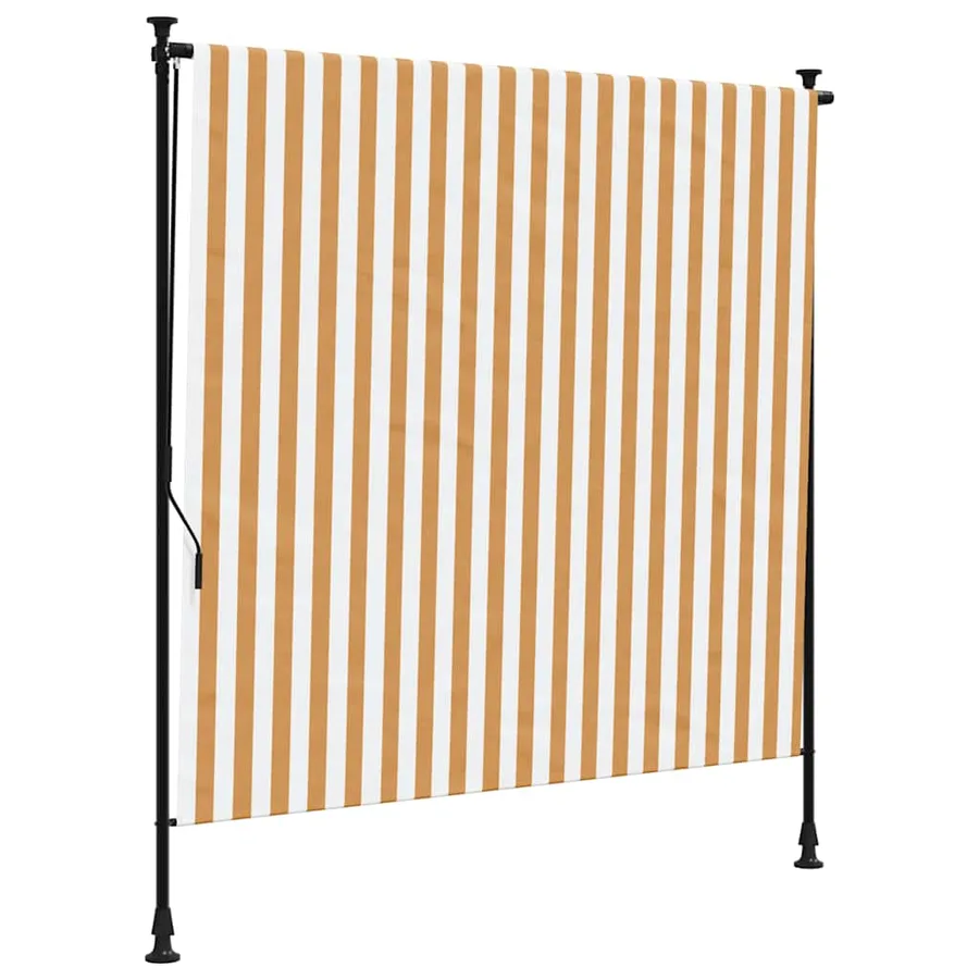 Store roulant d'extérieur orange et blanc 150x270cm tissu acier - 2