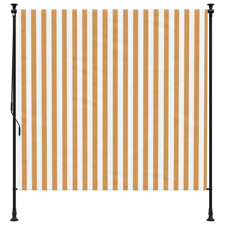 Store roulant d'extérieur orange et blanc 150x270cm tissu acier - 3