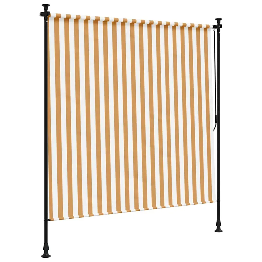 Store roulant d'extérieur orange et blanc 150x270cm tissu acier - 5