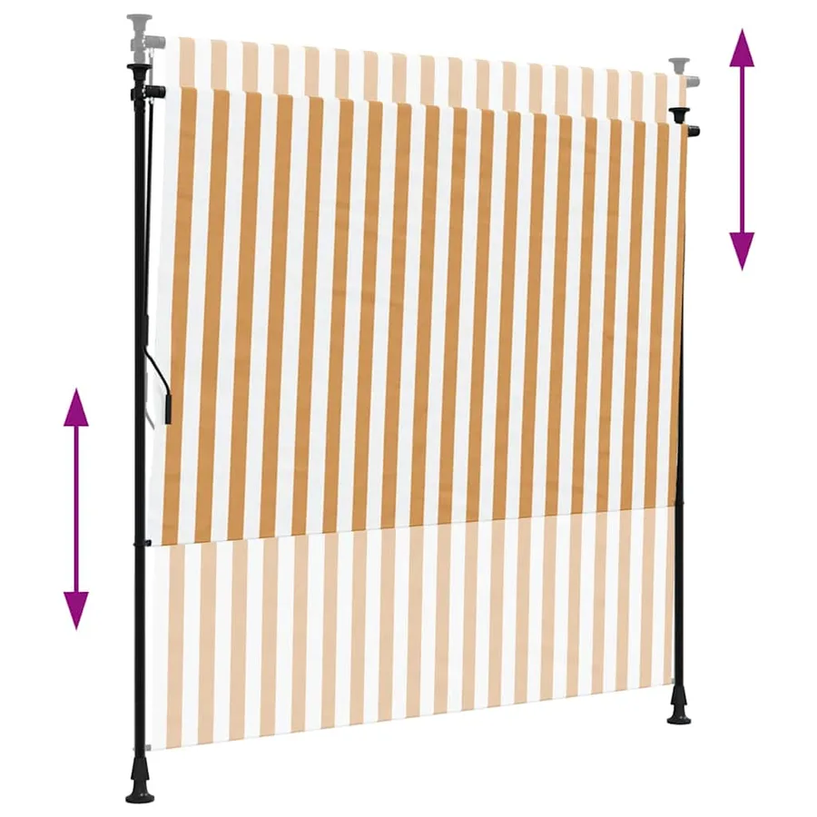 Store roulant d'extérieur orange et blanc 150x270cm tissu acier - 6