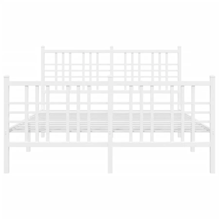Cadre de lit métal sans matelas et pied de lit blanc 120x200 cm - 4