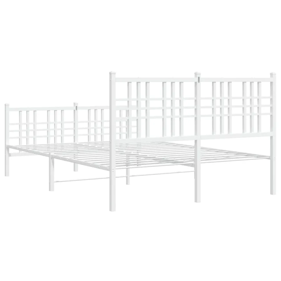 Cadre de lit métal sans matelas et pied de lit blanc 120x200 cm - 6