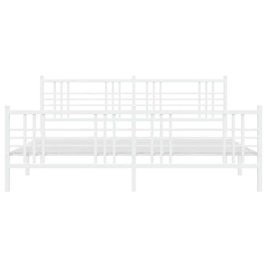 Cadre de lit métal sans matelas et pied de lit blanc 183x213 cm - 4