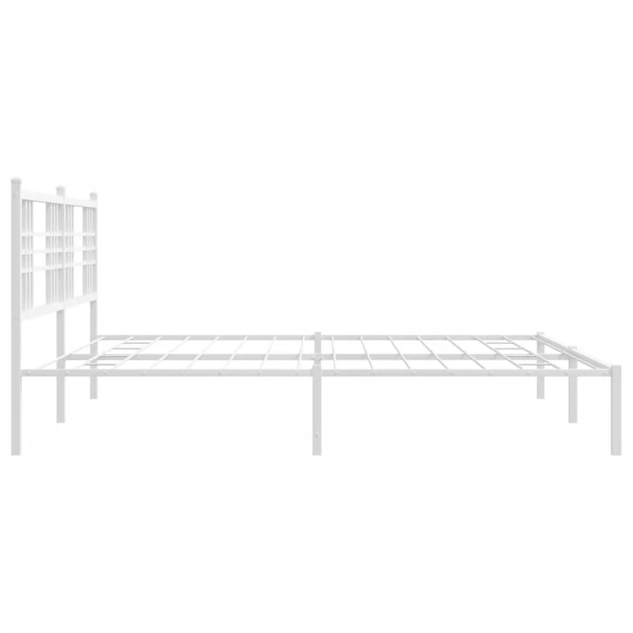 Cadre de lit métal sans matelas et tête de lit blanc 200x200 cm - 5