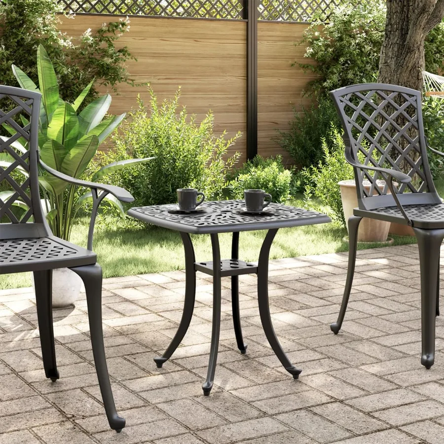Table de jardin noir 53x53x53 cm aluminium coulé - 3