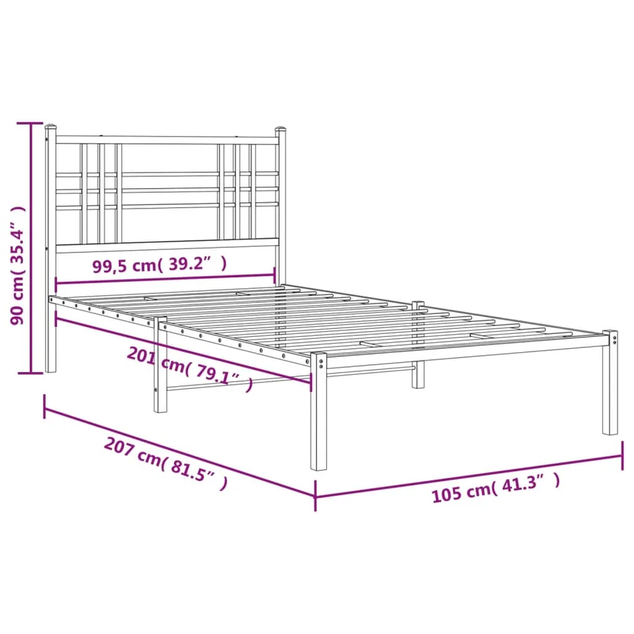 Cadre de lit métal sans matelas et tête de lit blanc 100x200 cm - 8