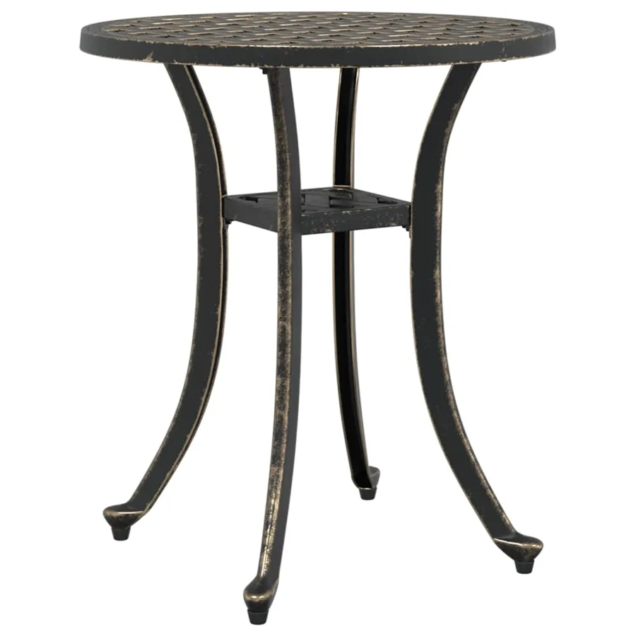 Table de jardin bronze Ø48x53 cm aluminium coulé - 2