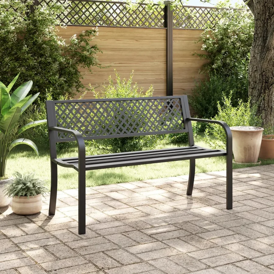 Banc de jardin 119 cm noir acier - 3