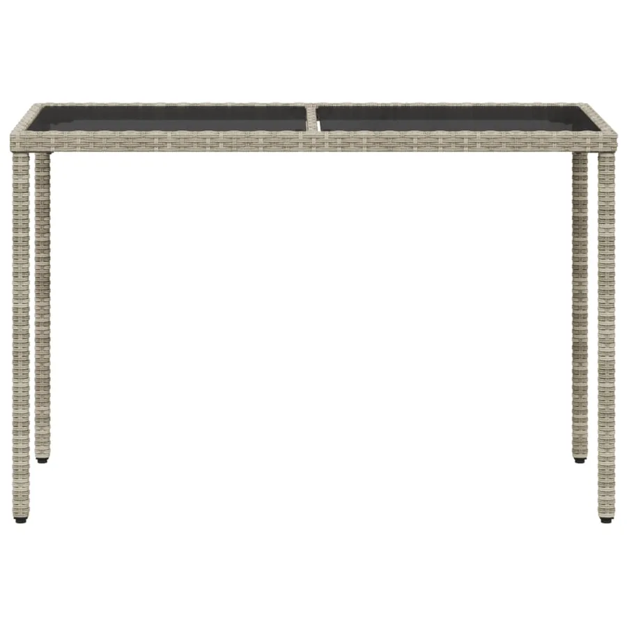 Table de jardin dessus en verre gris clair 115x54x74 cm rotin - 4
