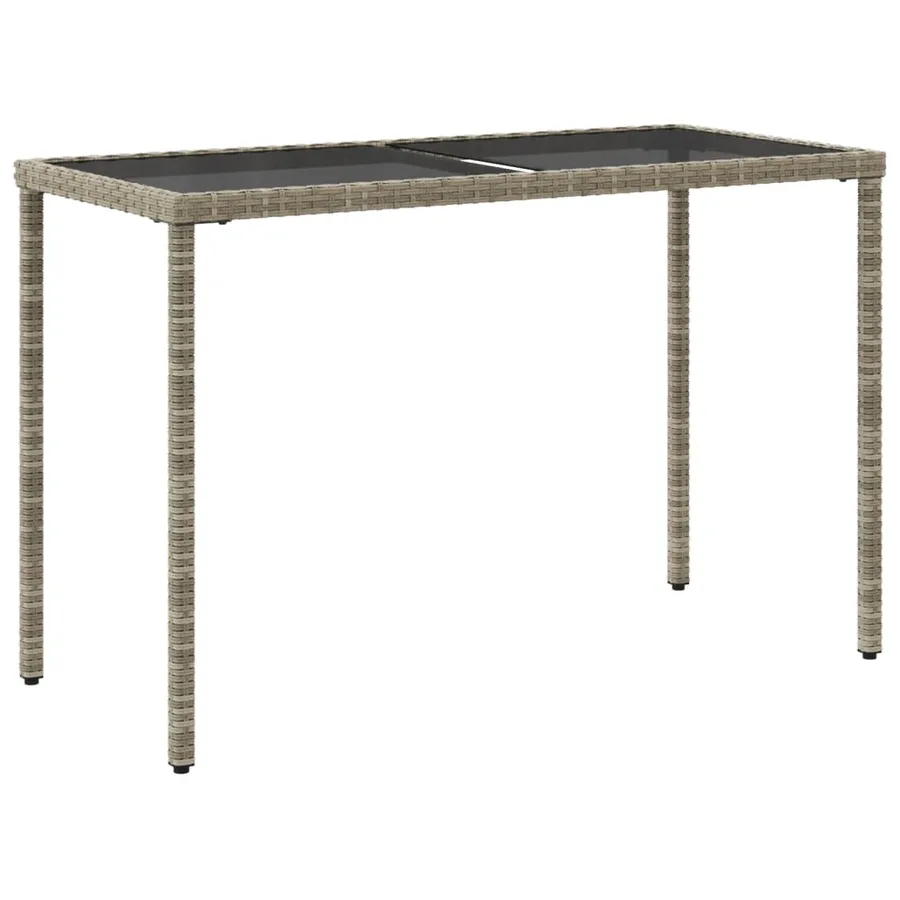Table de jardin dessus en verre gris clair 115x54x74 cm rotin - 6