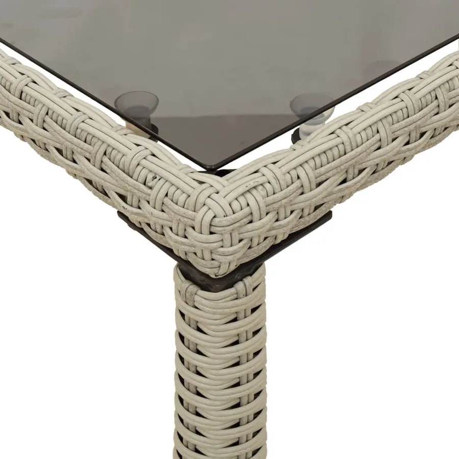 Table de jardin dessus en verre gris clair 115x54x74 cm rotin - 8