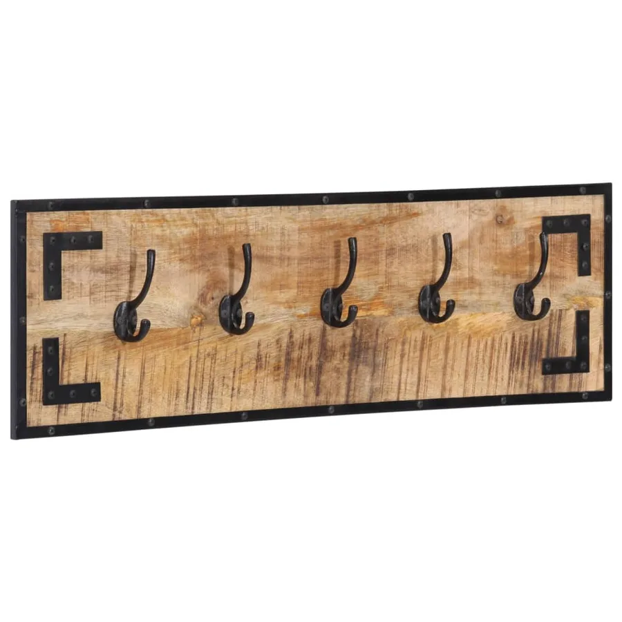 Porte-manteaux 2 pcs 80x8x25 cm bois de manguier massif brut - 10