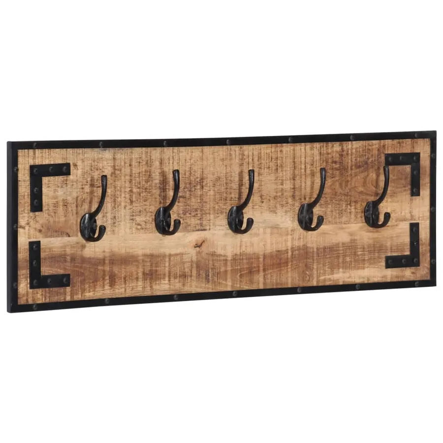 Porte-manteaux 2 pcs 80x8x25 cm bois de manguier massif brut - 2