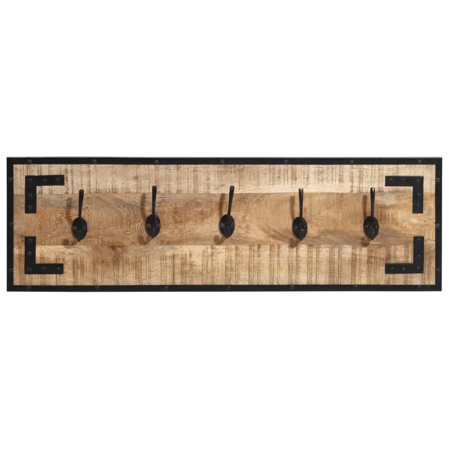 Porte-manteaux 2 pcs 80x8x25 cm bois de manguier massif brut - 3
