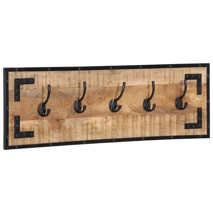 Porte-manteaux 2 pcs 80x8x25 cm bois de manguier massif brut - 9