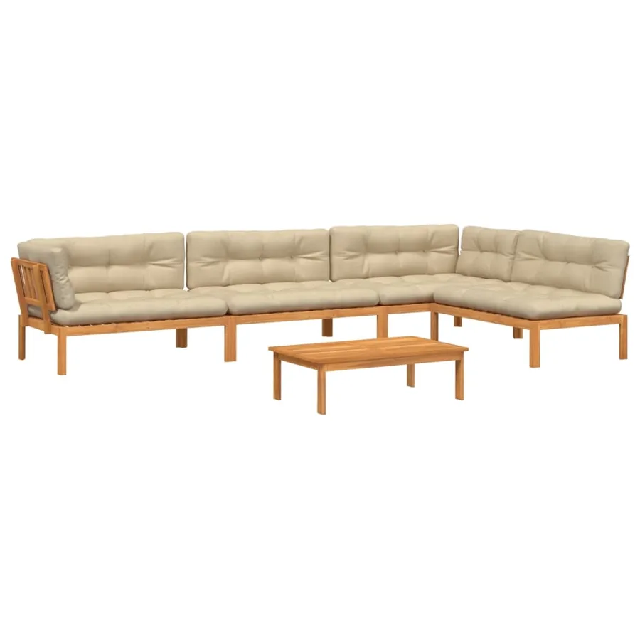 Salon palette de jardin avec coussins 5pcs bois d'acacia massif - 2