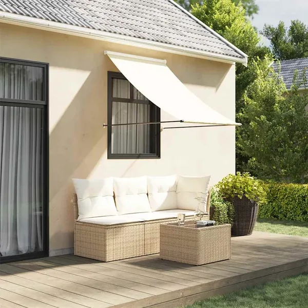 Auvent rétractable crème 150x150 m tissu et acier