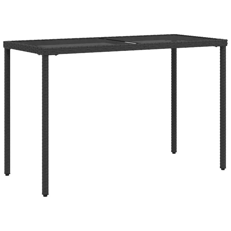 Table de jardin dessus en verre noir 115x54x74cm résine tressée - 2
