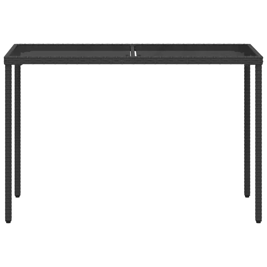 Table de jardin dessus en verre noir 115x54x74cm résine tressée - 4