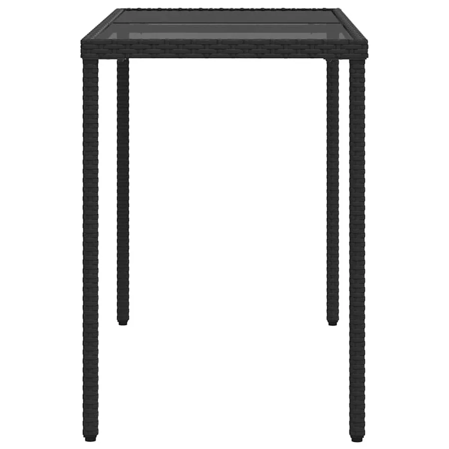Table de jardin dessus en verre noir 115x54x74cm résine tressée - 5