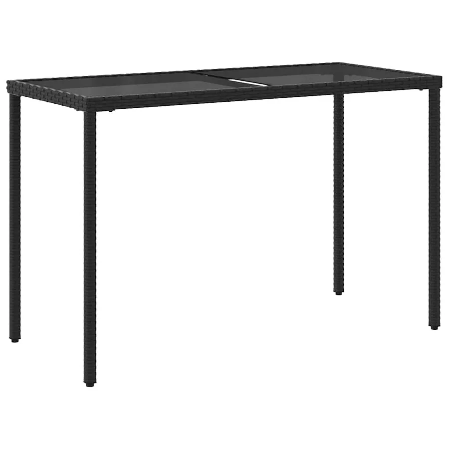 Table de jardin dessus en verre noir 115x54x74cm résine tressée - 6