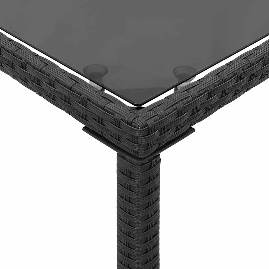 Table de jardin dessus en verre noir 115x54x74cm résine tressée - 8