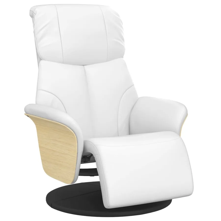 Fauteuil inclinable avec repose-pieds blanc similicuir - 2