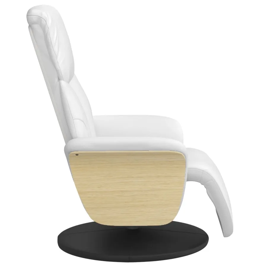 Fauteuil inclinable avec repose-pieds blanc similicuir - 4
