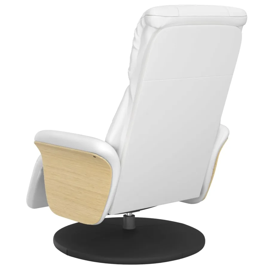 Fauteuil inclinable avec repose-pieds blanc similicuir - 5