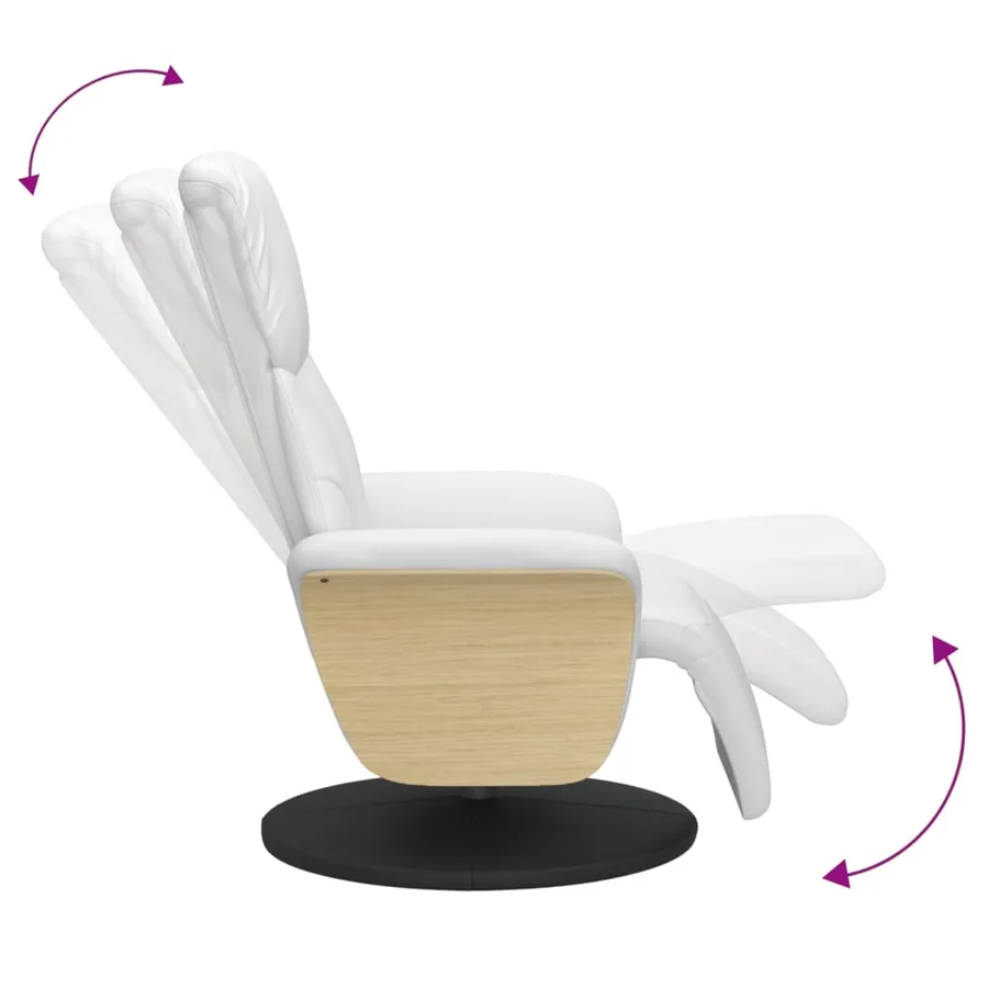 Fauteuil inclinable avec repose-pieds blanc similicuir - 6