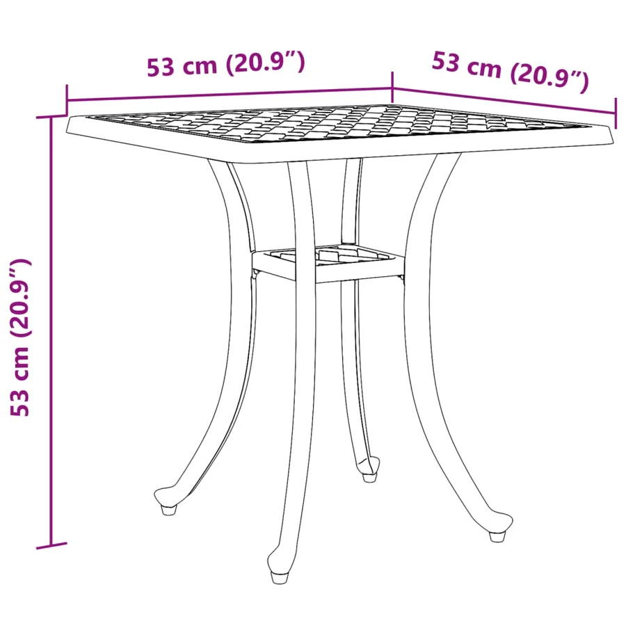 Table de jardin blanc 53x53x53 cm aluminium coulé - 11