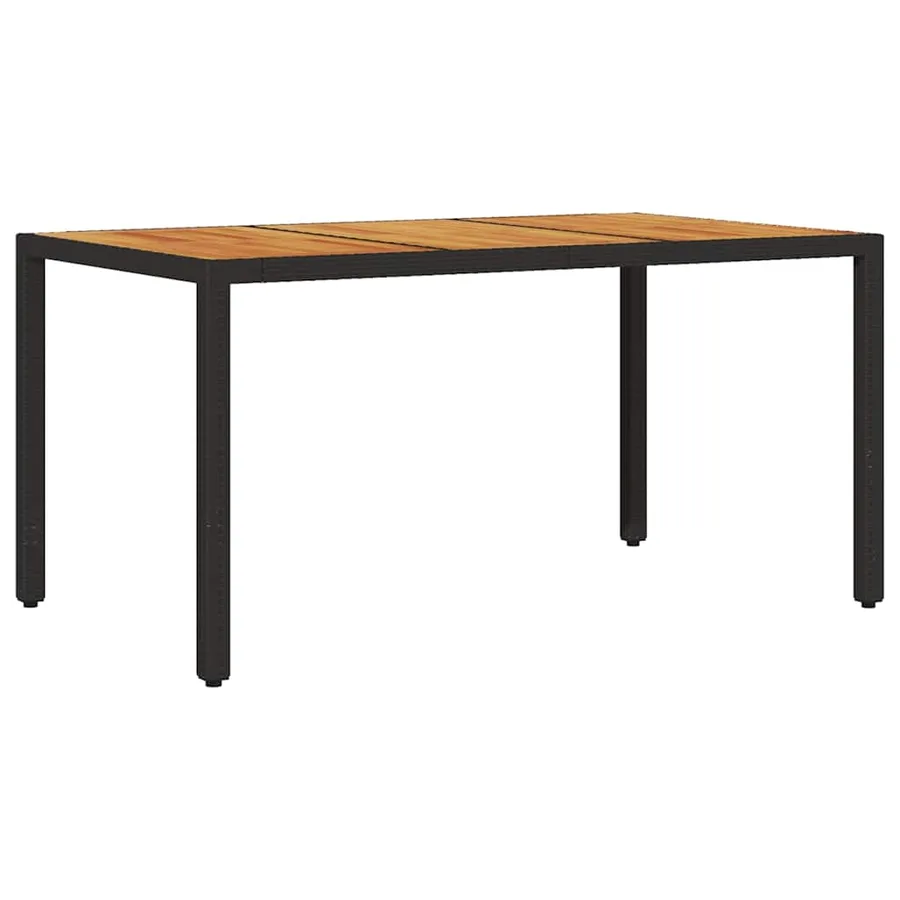 Table de jardin et dessus en bois d'acacia noir résine tressée - 2