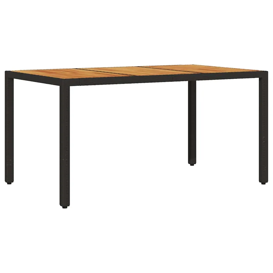 Table de jardin et dessus en bois d'acacia noir résine tressée - 6