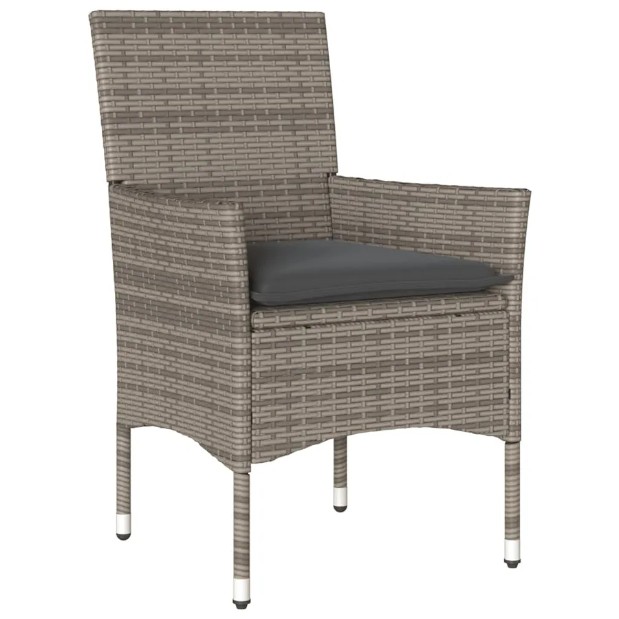 Ensemble à manger de jardin et coussins 3 pcs gris rotin verre - 3
