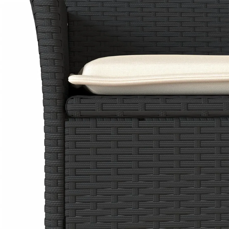 Ensemble à manger de jardin et coussins 3 pcs noir rotin verre - 5