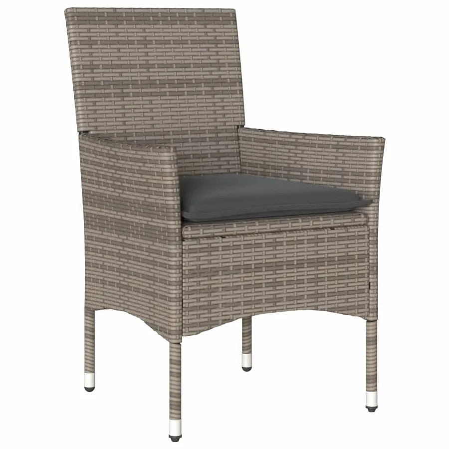 Ensemble à manger de jardin et coussins 5 pcs gris rotin acacia - 3