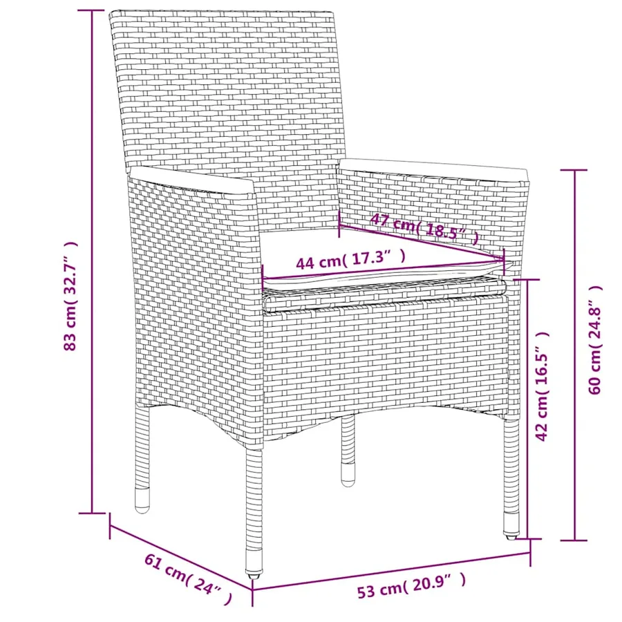 Ensemble à manger de jardin et coussins 5 pcs noir rotin acacia - 8