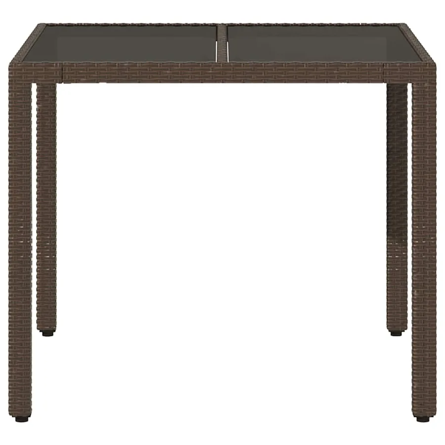 Table de jardin avec dessus en verre marron résine tressée - 4