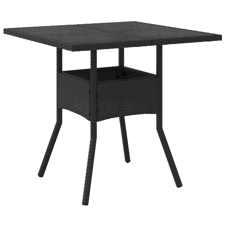 Table de jardin dessus en verre noir 80x80x75 cm résine tressée - 2