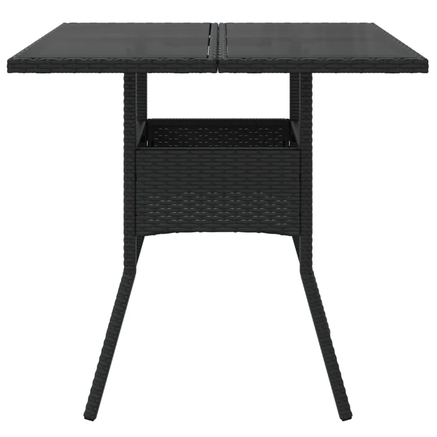 Table de jardin dessus en verre noir 80x80x75 cm résine tressée - 4