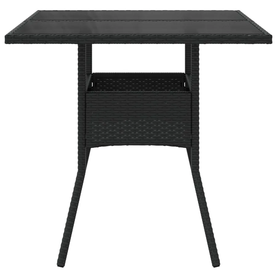 Table de jardin dessus en verre noir 80x80x75 cm résine tressée - 5