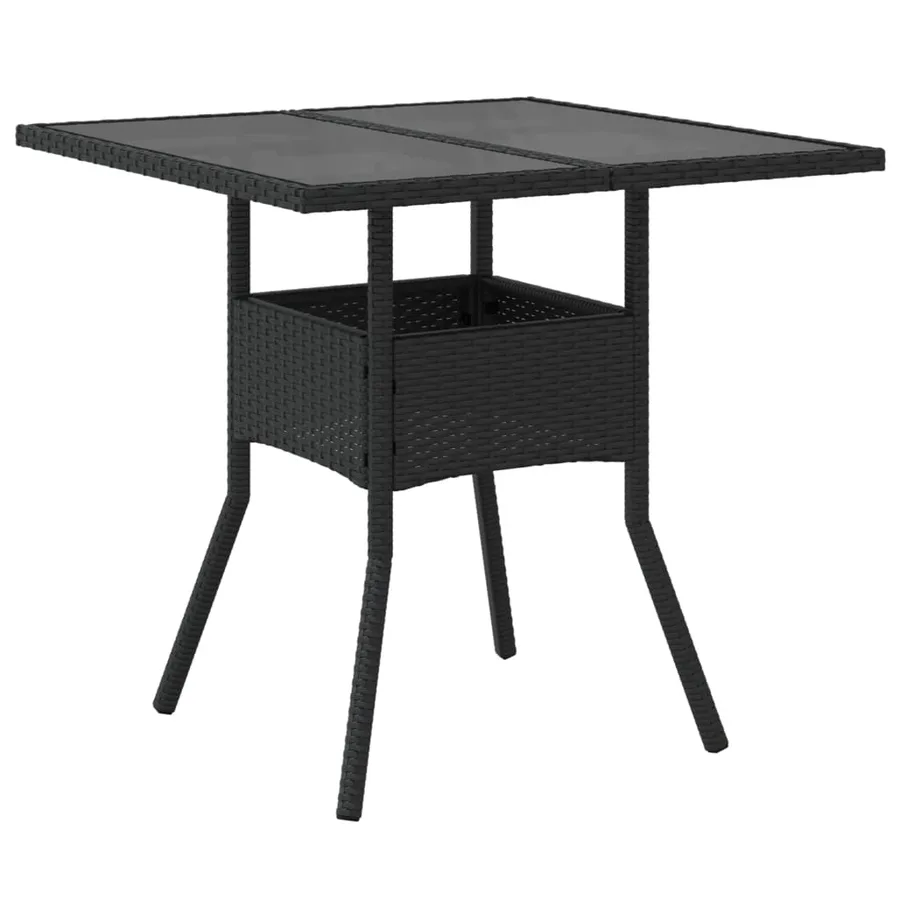 Table de jardin dessus en verre noir 80x80x75 cm résine tressée - 6