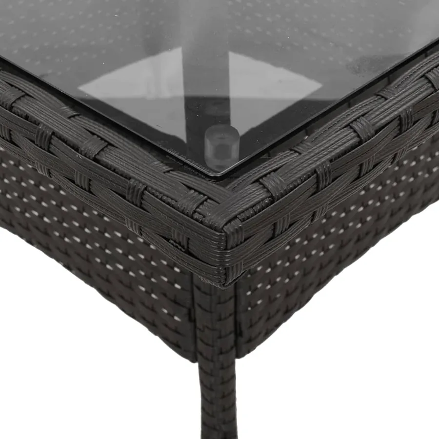Table de jardin dessus en verre noir 80x80x75 cm résine tressée - 8