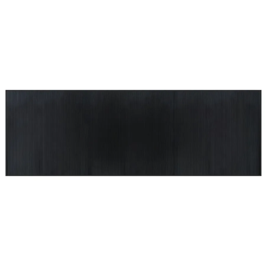 Tapis rectangulaire noir 100x300 cm bambou - 2